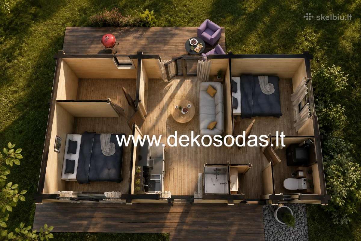 Medinis namas „aurora“ 9,09x5,14 m, 44 mm - nuotraukos Nr. 3
