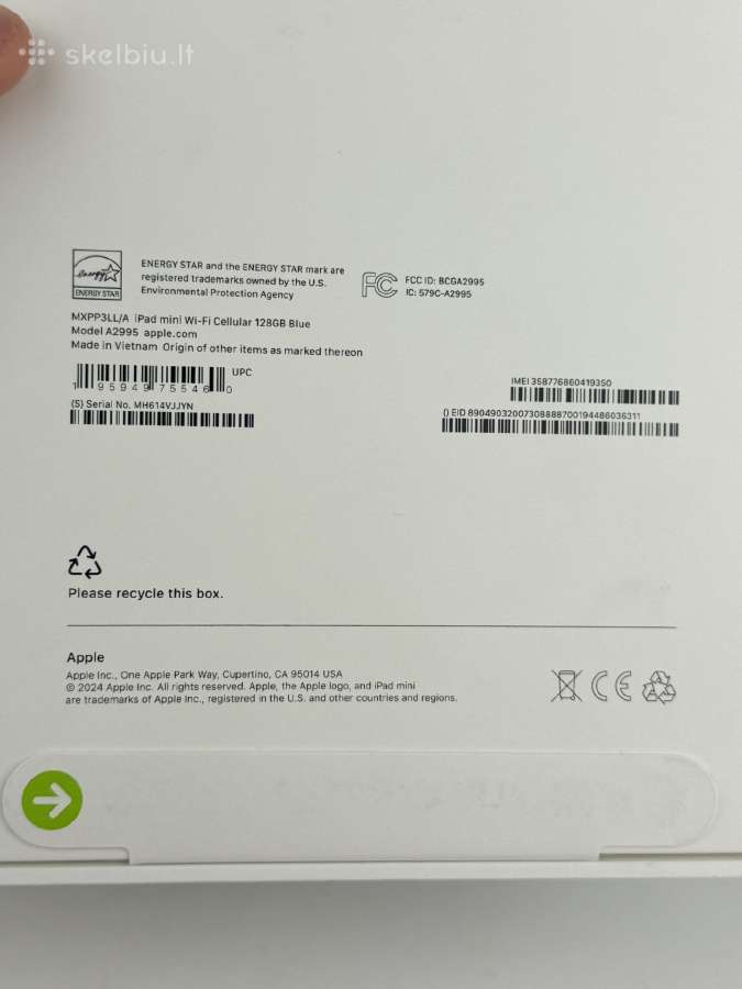 Naujas iPad Mini 7 A17 Pro Cellular Garantija - nuotraukos Nr. 5