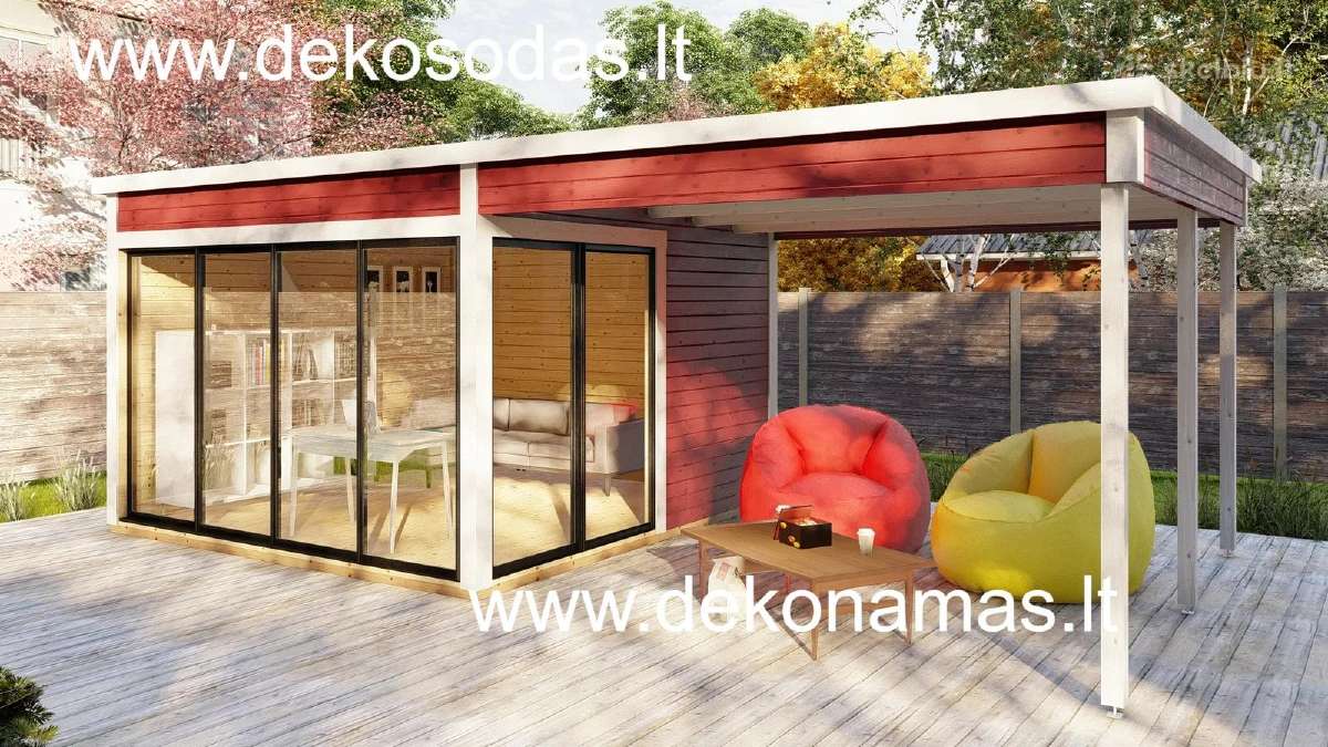 Medinis sodo namelis Gazero 7,20x3,70 m, 45 mm - nuotraukos Nr. 2