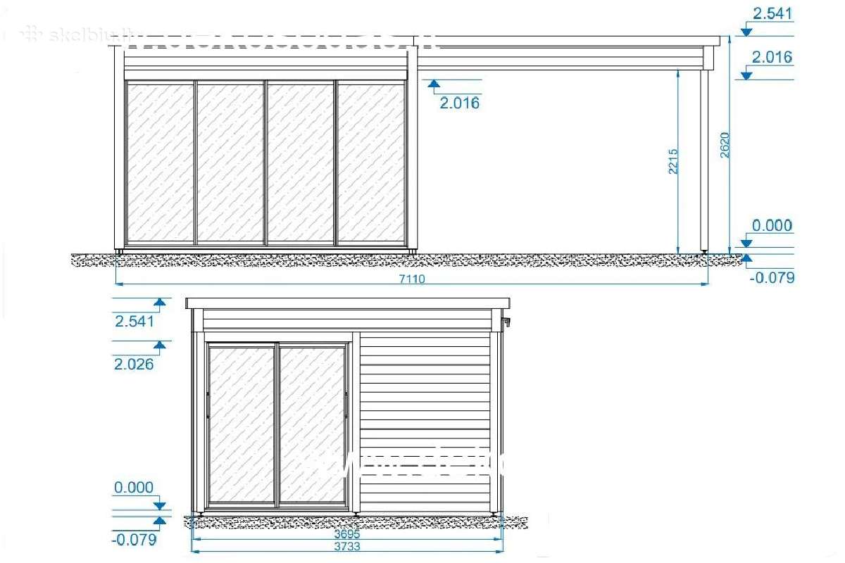 Medinis sodo namelis Gazero 7,20x3,70 m, 45 mm - nuotraukos Nr. 6