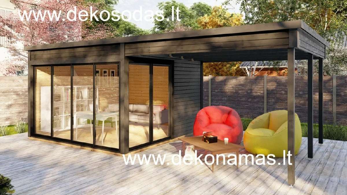 Medinis sodo namelis Gazero 7,20x3,70 m, 45 mm - nuotraukos Nr. 3