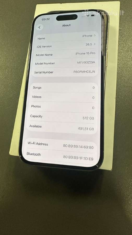 Idealios būklės iPhone 15 Pro 512gb su garantija - nuotraukos Nr. 3