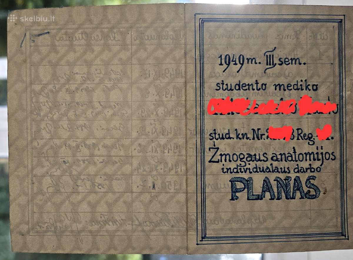 1949m. studento mediko individualaus darbo planas. - nuotraukos Nr. 3