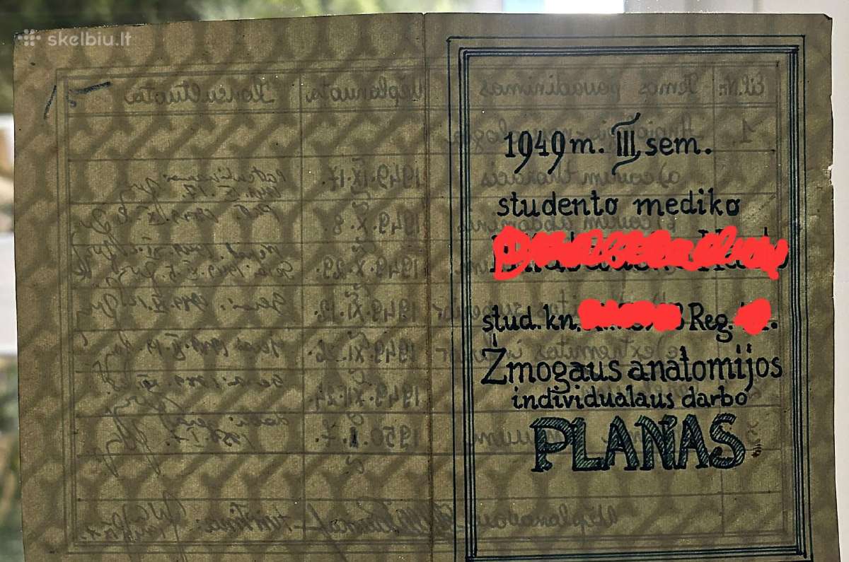 1949m. studento mediko individualaus darbo planas. - nuotraukos Nr. 4