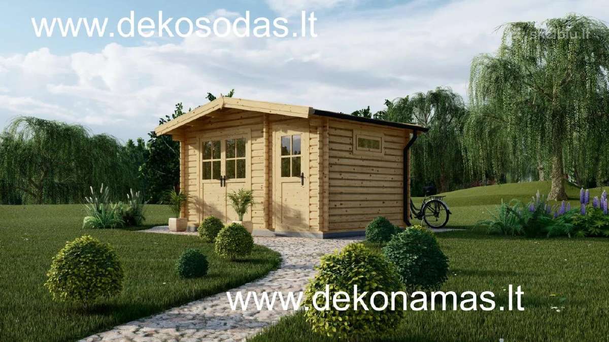 Medinis sodo namelis „corne“ 4,4x2,95 m, 44 mm - nuotraukos Nr. 2