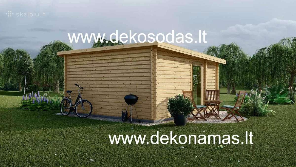 Medinis sodo namelis 5x5 m su terasa, 44mm - nuotraukos Nr. 4