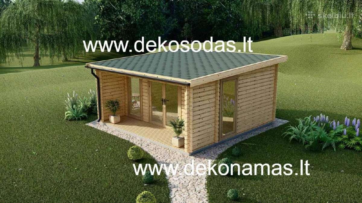 Medinis sodo namelis 5x5 m su terasa, 44mm - nuotraukos Nr. 5