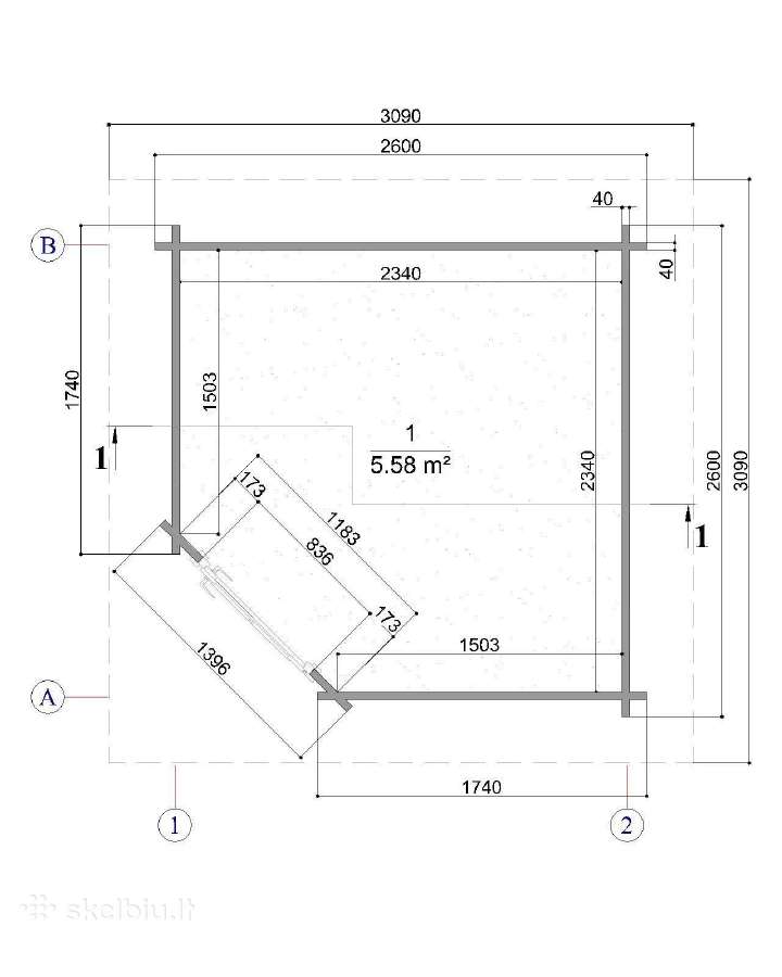 Kampinis medinis sodo namelis 2,60x2,60 m, 40 mm - nuotraukos Nr. 4