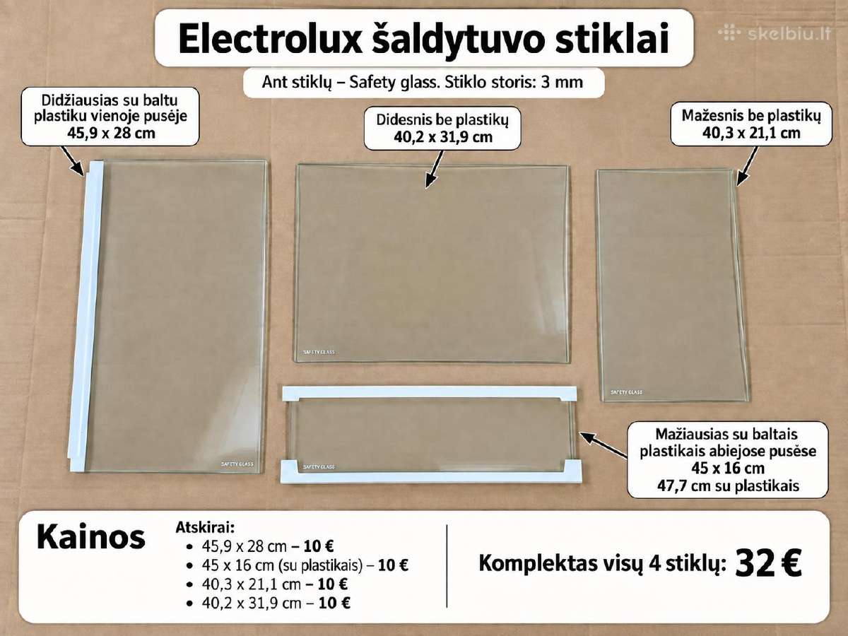 Šaldytuvo stiklai ir durelių dėžutės - nuotraukos Nr. 2