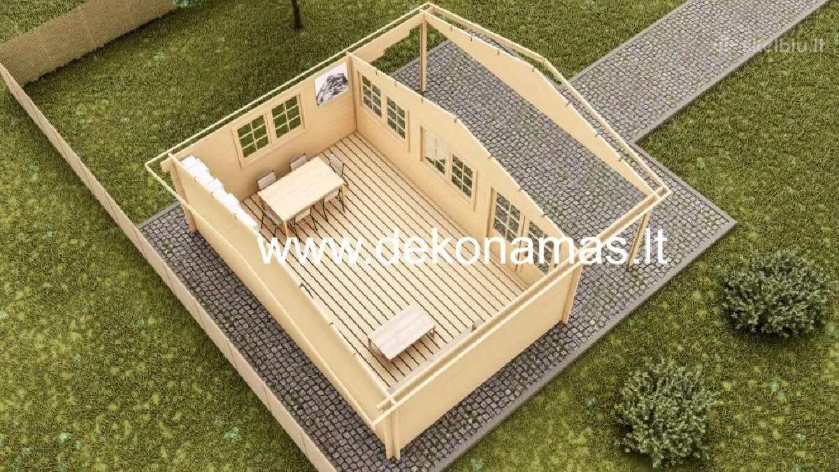 Medinis sodo namas „tauras“ 5,95x4 m, 44 mm - nuotraukos Nr. 4