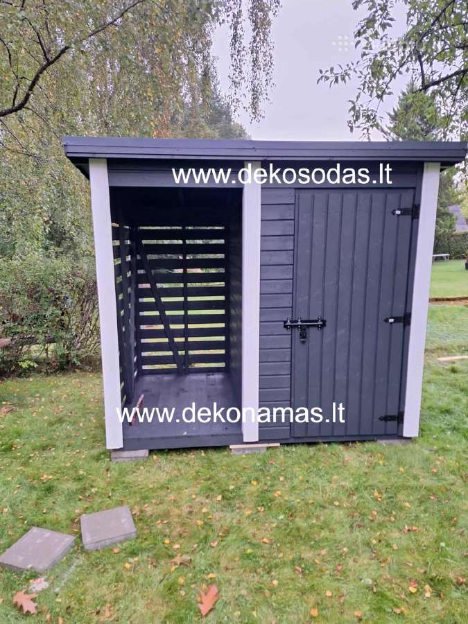 Karkasinis sandėliukas su malkine 1,70x2,50 m - nuotraukos Nr. 3