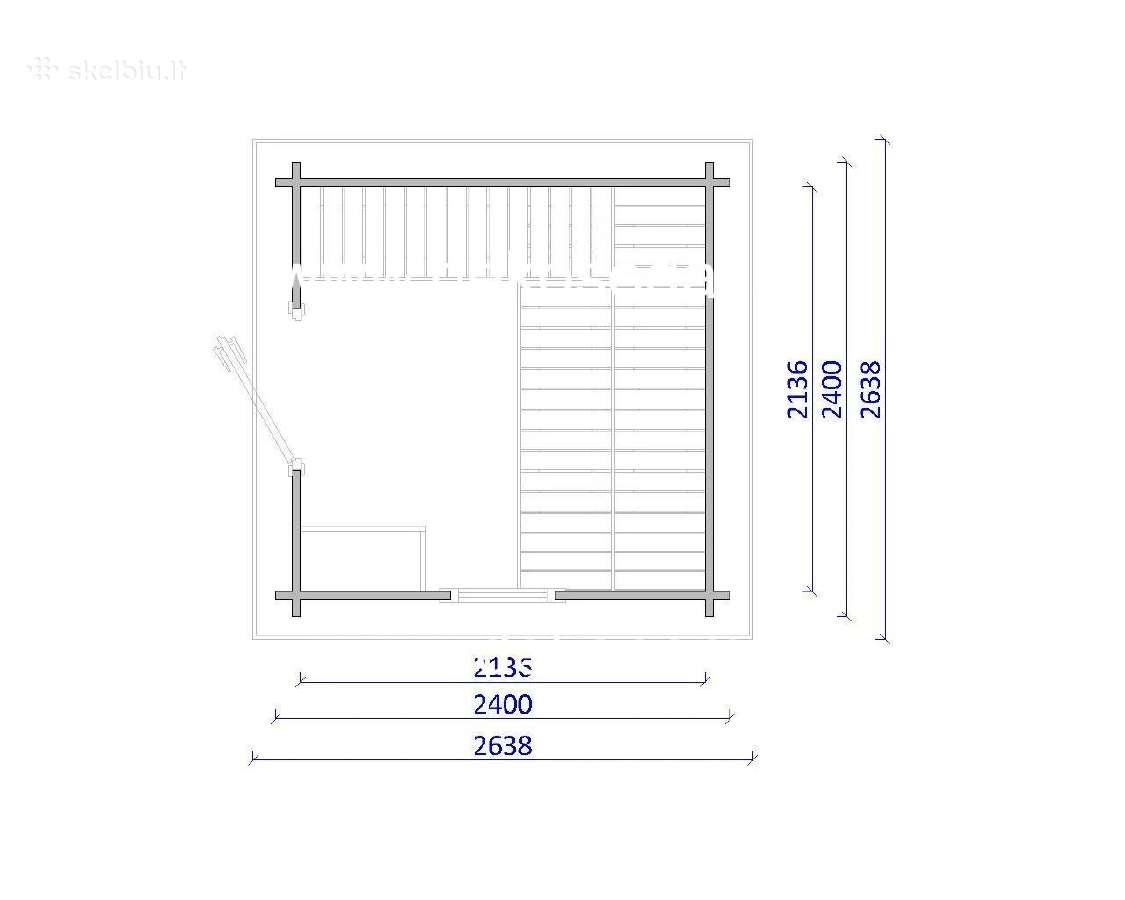 Medinė pirtis „Compact Spa“ 2,40x2,40 m, 45 mm - nuotraukos Nr. 2