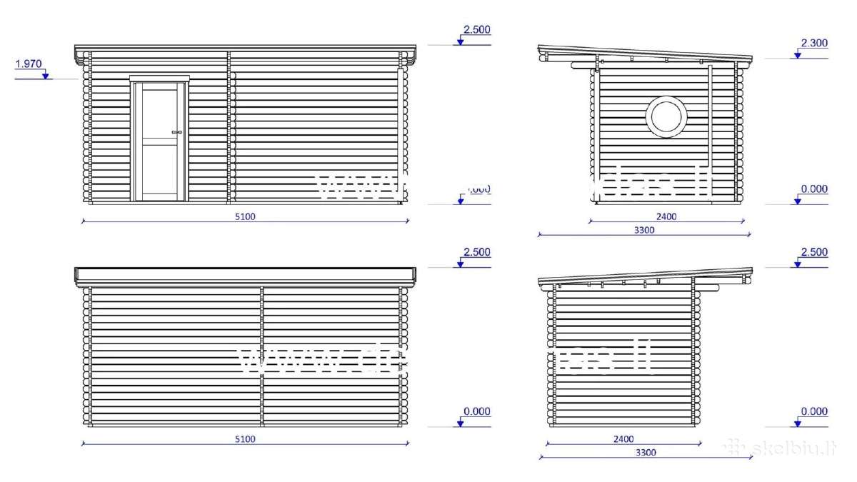 Medinė pirtis „Nordic Haven“ 5,10x3,60 m, 45 mm - nuotraukos Nr. 2