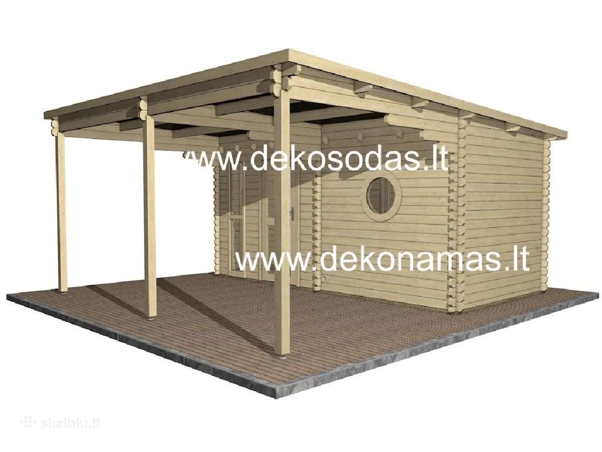 Medinė pirtis„tera Hot“ 4,80x2,40m su terasa, 45mm - nuotraukos Nr. 2