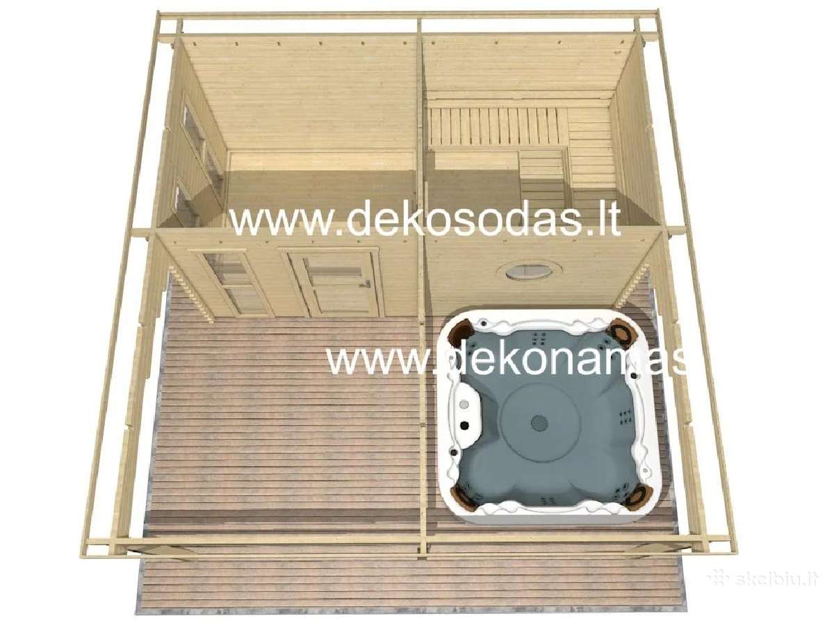 Medinė pirtis„tera Hot“ 4,80x2,40m su terasa, 45mm - nuotraukos Nr. 3