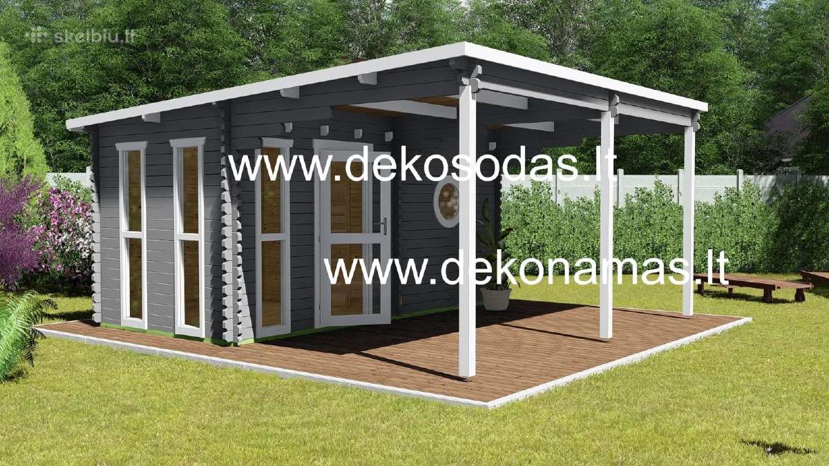 Medinė pirtis„tera Hot“ 4,80x2,40m su terasa, 45mm - nuotraukos Nr. 4