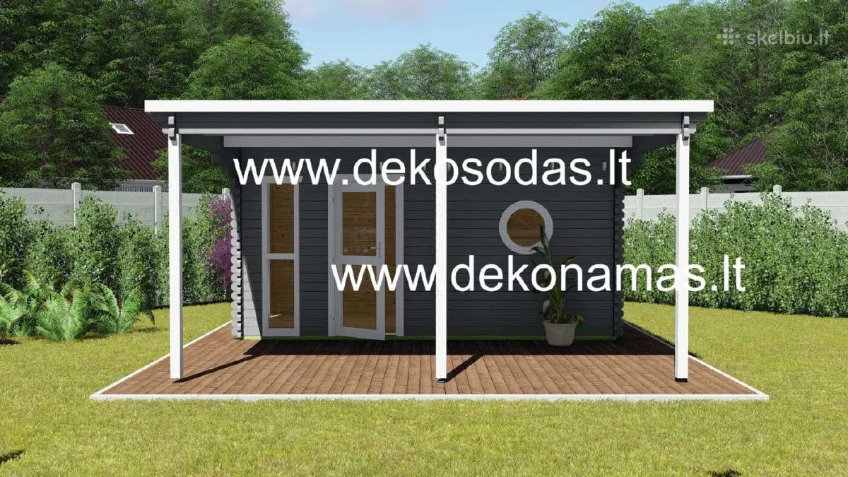 Medinė pirtis„tera Hot“ 4,80x2,40m su terasa, 45mm - nuotraukos Nr. 5