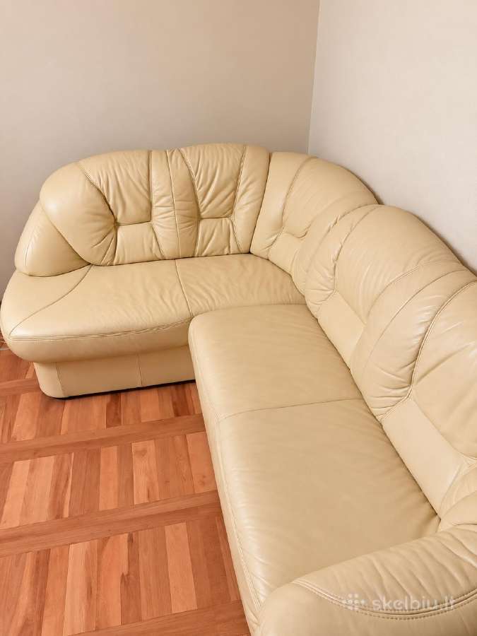 Parduodama didelė odinė kampinė sofa, gera būklė - nuotraukos Nr. 2
