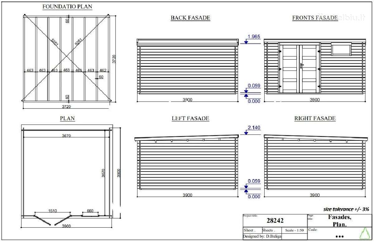 Medinis sodo namelis„urbanflatplus“3,90x3,90 m28mm - nuotraukos Nr. 2
