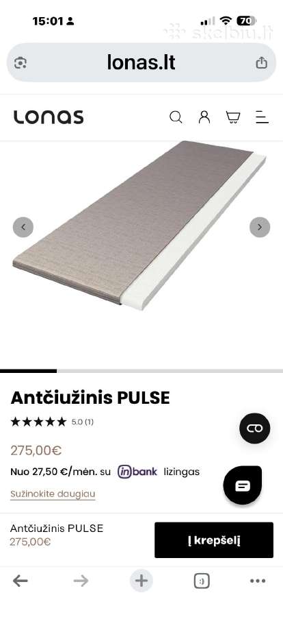 Lonas pulse atčiužinis 140x200 - nuotraukos Nr. 3
