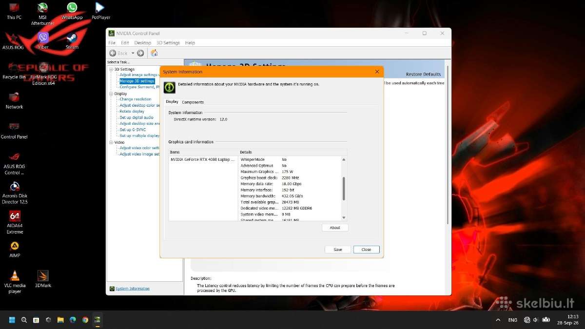 Asus Rog G16 G614jz, i7 13gen, rtx 4080 - nuotraukos Nr. 6