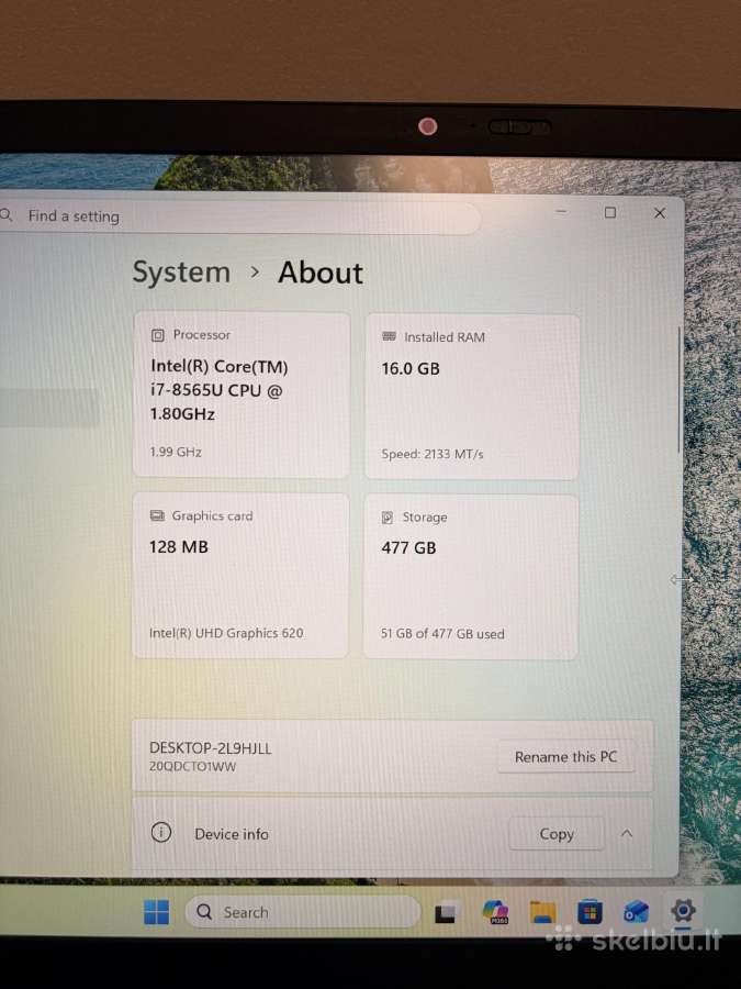 Lenovo Thinkpad X1 Carbon 7th Gen, i7-8565u, 256gb - nuotraukos Nr. 4