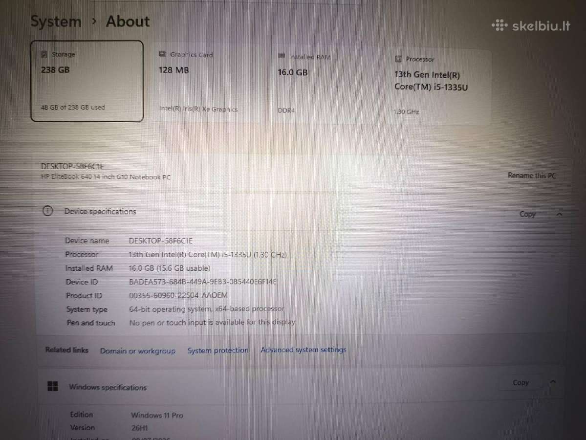 Elitebook 640 G10 14" Ips i5-1335u 16gb 256gb 14% - nuotraukos Nr. 4
