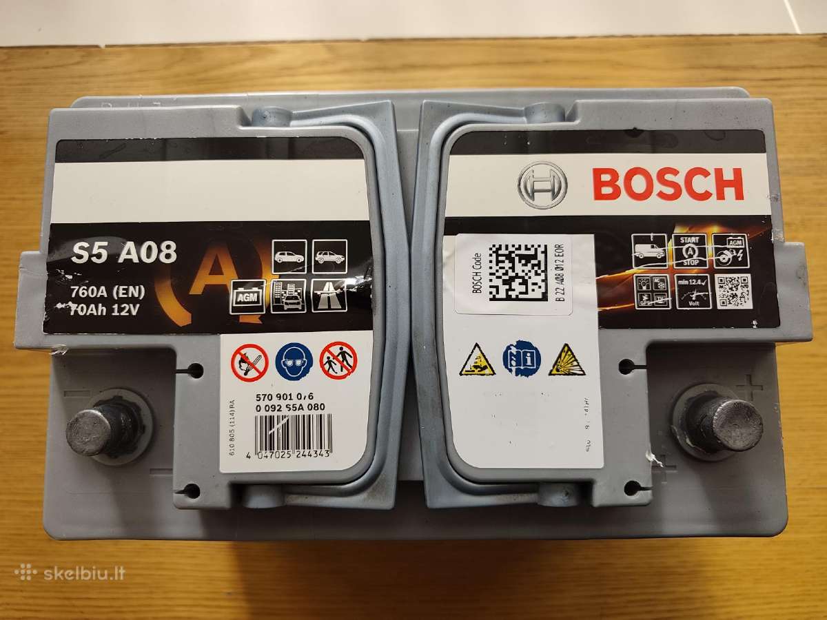 Bosch S5 A08 Agm 70ah 760a (gelinis) - nuotraukos Nr. 3