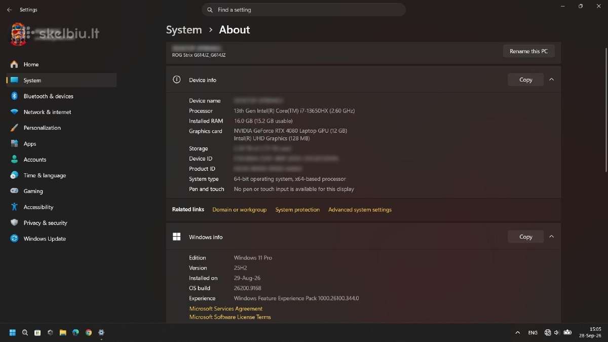 Asus Rog G16 G614jz, i7 13gen, rtx 4080 - nuotraukos Nr. 4