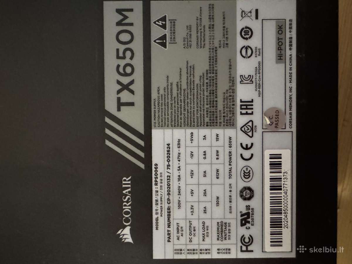 Corsair Tx650m psu maitinimo blokai - nuotraukos Nr. 2