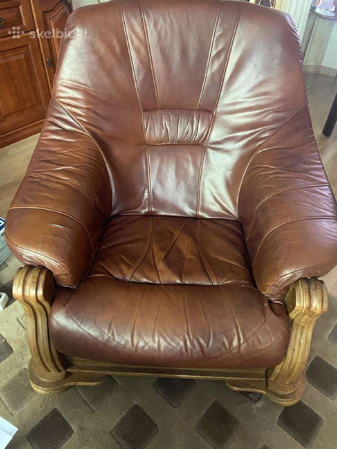 Vyšnios medžio odiniai foteliai ir sofa - nuotraukos Nr. 2