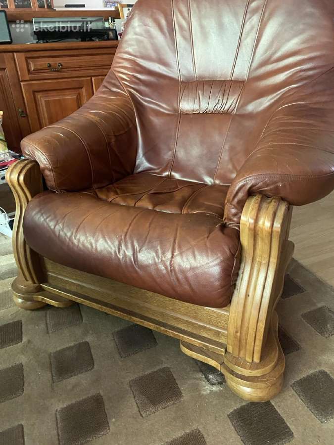 Vyšnios medžio odiniai foteliai ir sofa - nuotraukos Nr. 4