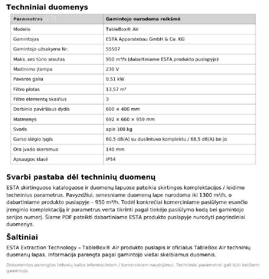 Esta Tablebox Air mobilus dulkių dūmų ištraukimas - nuotraukos Nr. 5