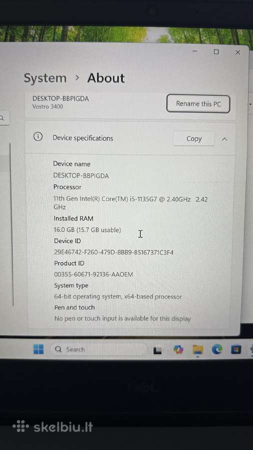 Dell vostro i5 11kartos 16 RAM 256ssd - nuotraukos Nr. 3