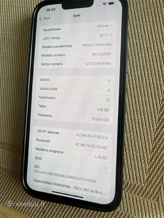 iPhone 13 pro max baterija 86 talpa 128gb - nuotraukos Nr. 6