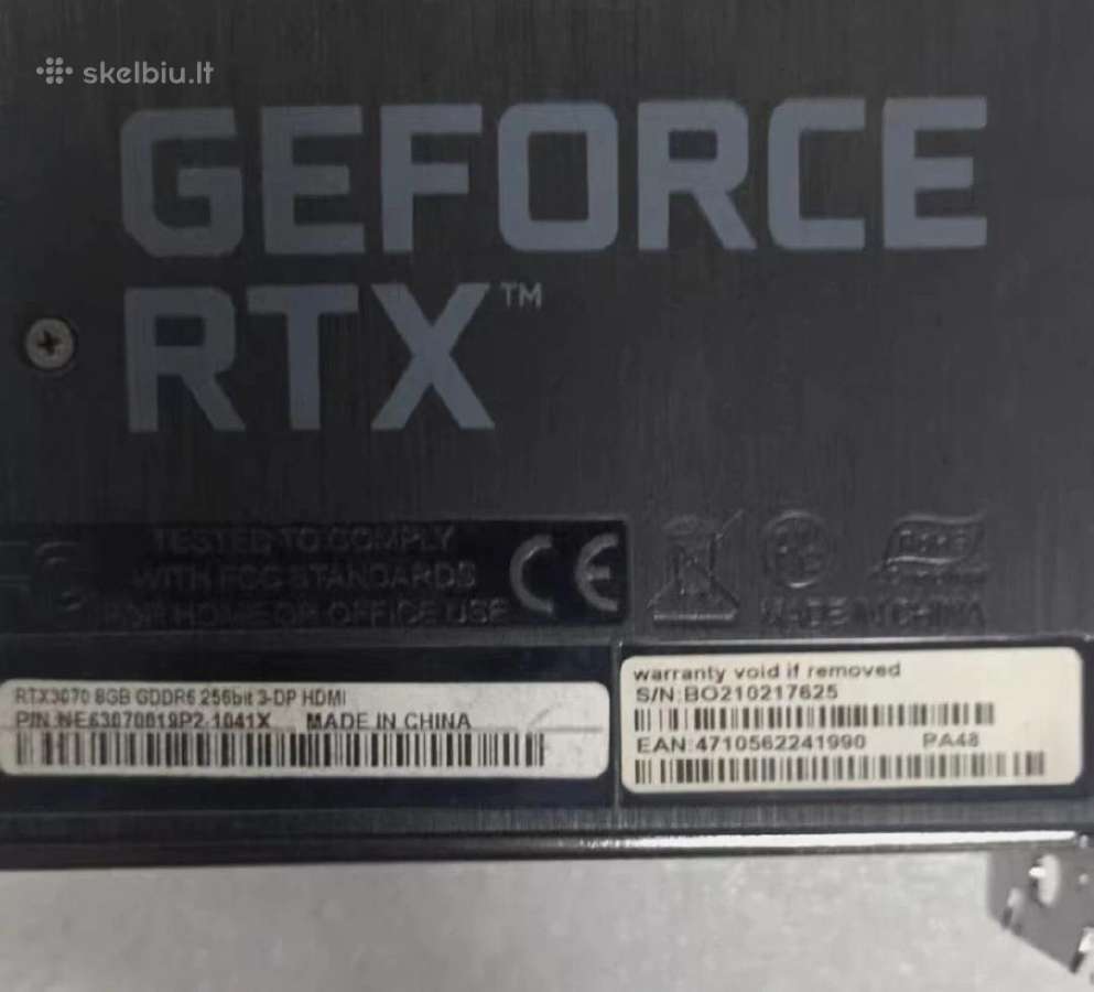 Geforce Nvidia Rtx 3070 8gb Gddr6 - nuotraukos Nr. 5