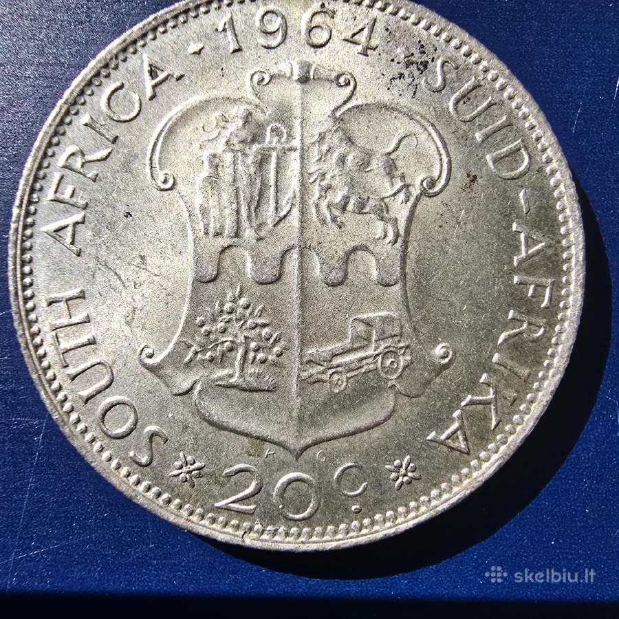 Pietu Afrika Par 1964 20 cents Ag500 11,3gr - nuotraukos Nr. 2