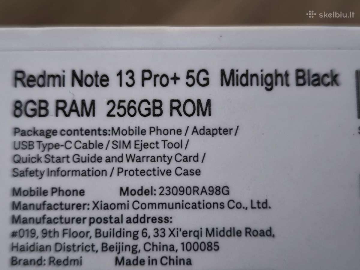 Xiaomi Redmi Note 13 Pro Plus 5G 256gb Garantija. - nuotraukos Nr. 10