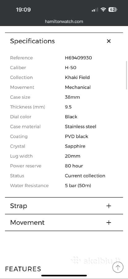 Hamilton khaki field 38 black - nuotraukos Nr. 8