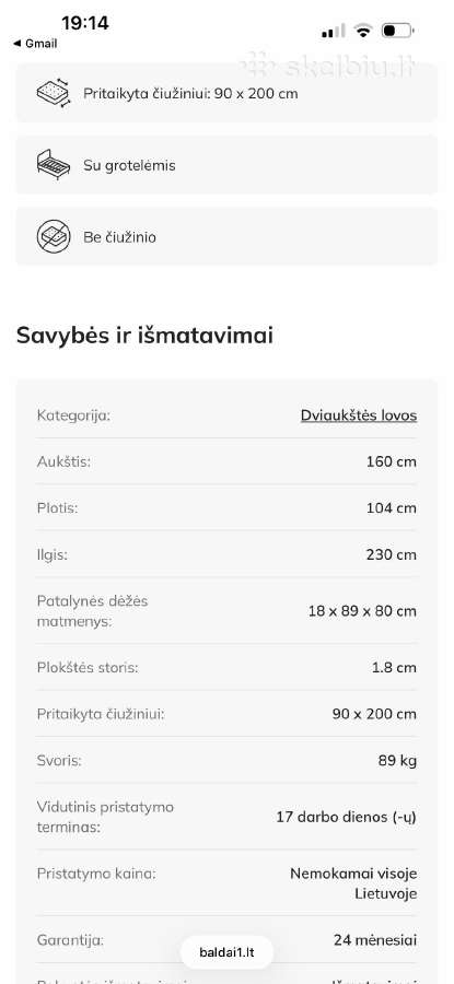 Vaikiska dviaukste lova - nuotraukos Nr. 5