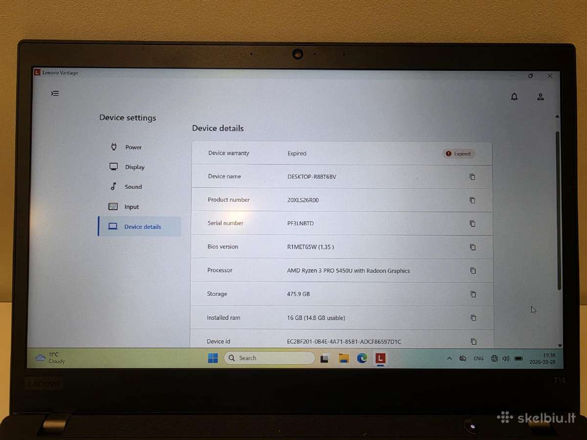 Lenovo Thinkpad T14 Gen 2 Amd 16gb / 512gb SSD - nuotraukos Nr. 6