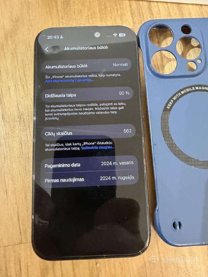 Apple iPhone 15 Pro 256 GB Blue Titanium – 90% - nuotraukos Nr. 5