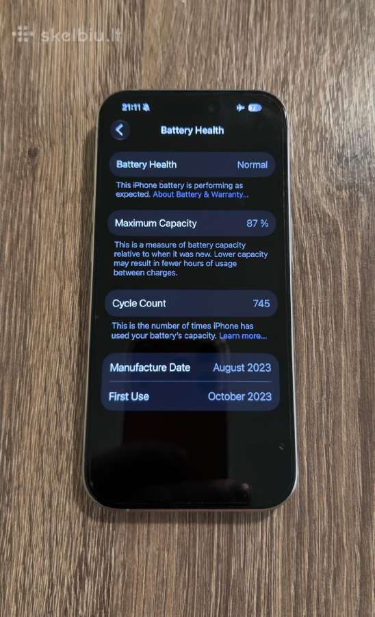 iPhone 15 pro 256gb. Idealus! - nuotraukos Nr. 2