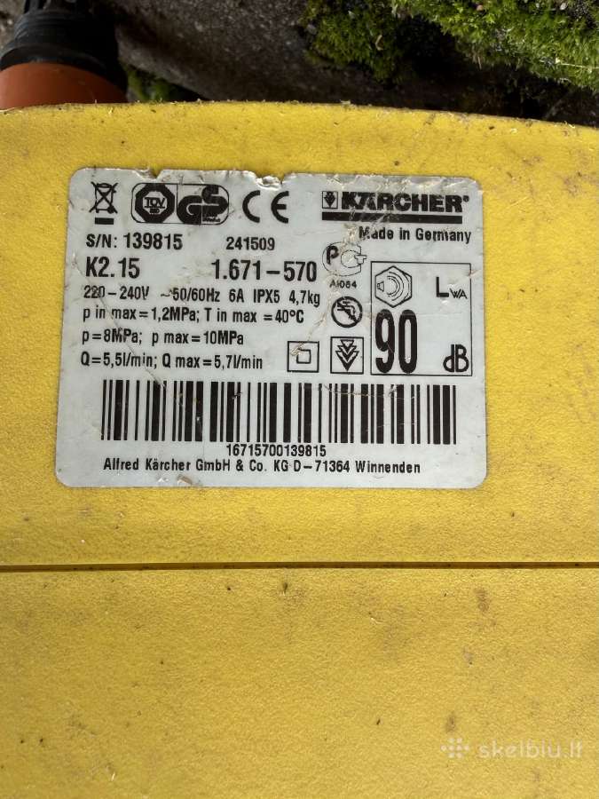 Karcher K2.15 1400w aukšto slėgio plovykla - nuotraukos Nr. 3