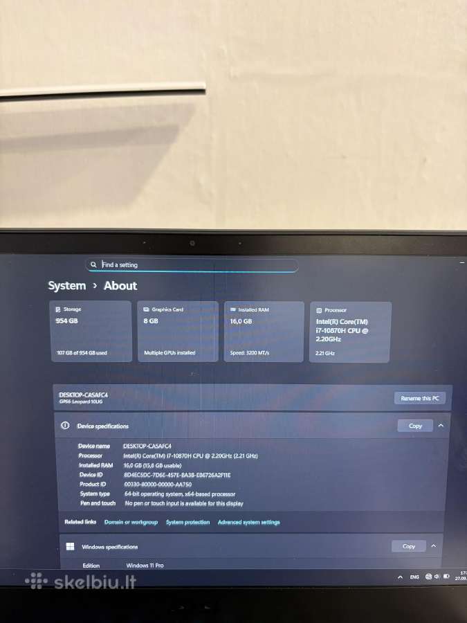 Msi Gp66 Leopard Rtx 3070 i7 16gb 1tb SSD - nuotraukos Nr. 18