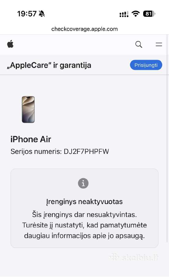 Naujas! Apple iPhone Air, Silver (256gb) - nuotraukos Nr. 5
