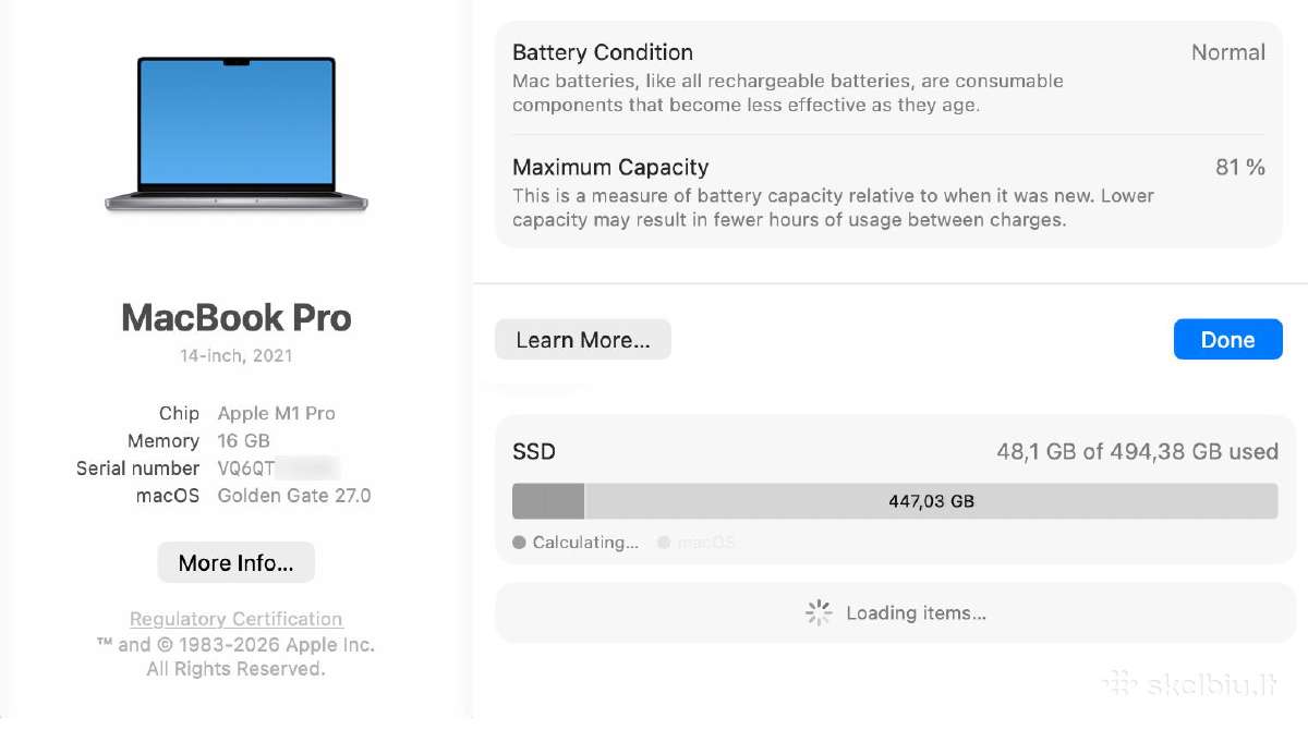 Apple MacBook Pro 2021 14 / M1 Pro /16gb/512gb #8 - nuotraukos Nr. 9