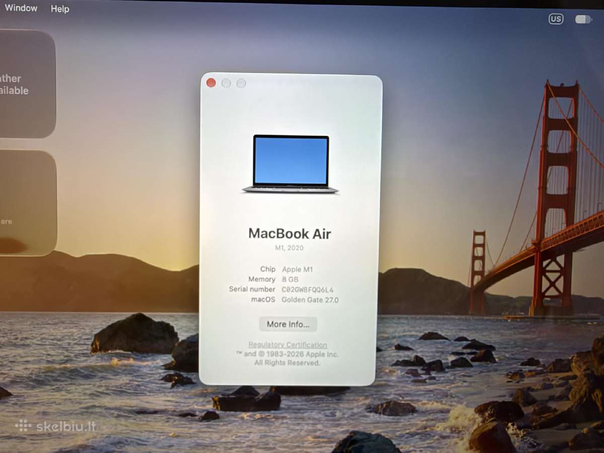 Apple MacBook Air 2020 13 / M1 / 8gb / 256gb #12 - nuotraukos Nr. 3