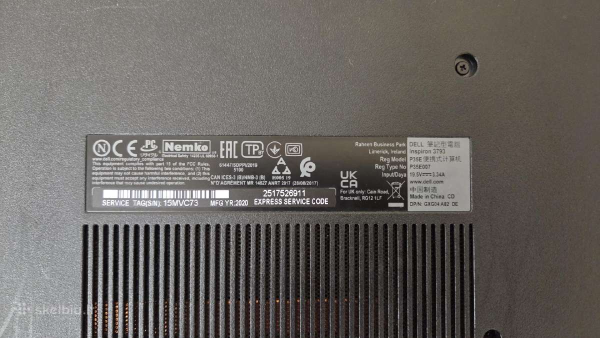 Dell Inspiron 3793 17.3'/i5-1035g1/8gb SSD/nvidia - nuotraukos Nr. 9