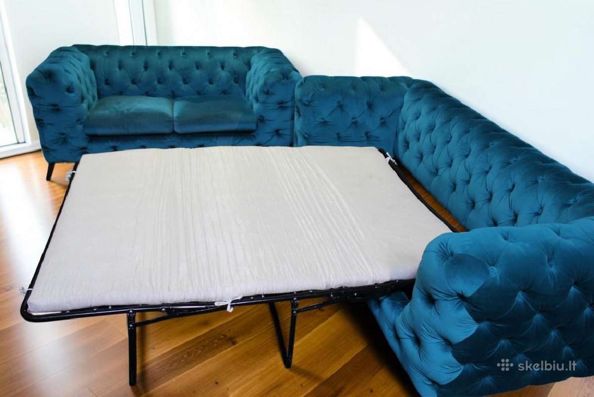 Chesterfield komplektas 3+2 su miegojimo fungcija - nuotraukos Nr. 2